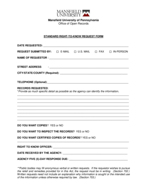 Pennsylvania Right-to-Know Request Form