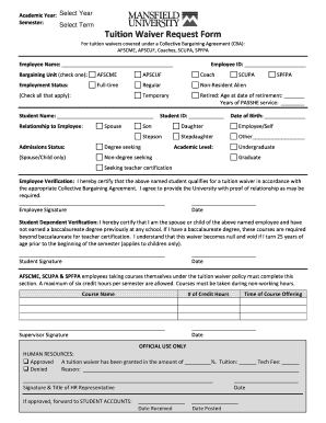 Tuition Waiver Request Form