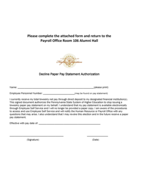 Decline Paper Pay Statement Authorization