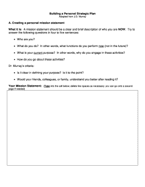 Personal Strategic Plan Template