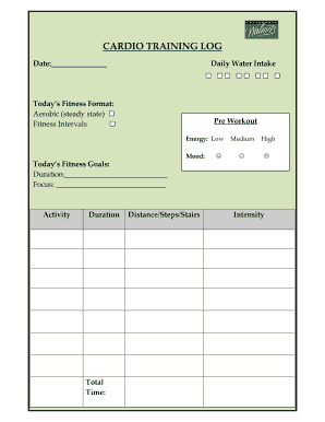 cardio training log extensionoregonstateedu fill online printable cardio workout log