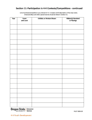 4-H Contest Participation Form