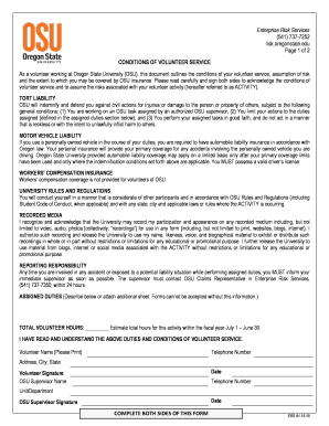 Oregon State University Volunteer Service Agreement