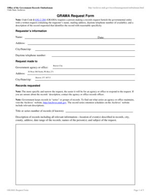 Utah GRAMA Request Form