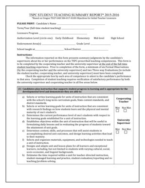 Oregon Student Teaching Summary Report