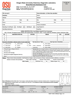 Oregon State University Biopsy/Necropsy Submission Form