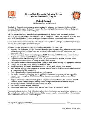 Oregon State University Master Gardener Code of Conduct