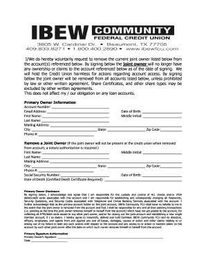 Joint Owner Removal Request Form