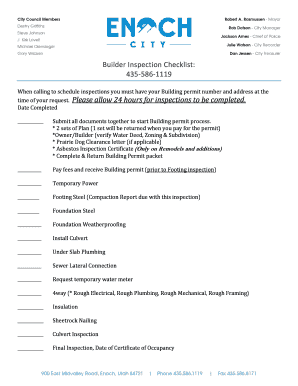 Builder Inspection Checklist
