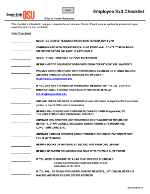 Employee Exit Checklist