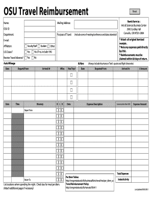 OSU Travel Reimbursement Form