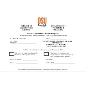 Student Recommendation Request Form