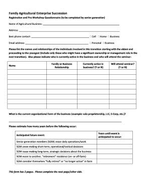 Family Agricultural Enterprise Succession Registration