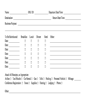OSU Travel Expense Reimbursement Form