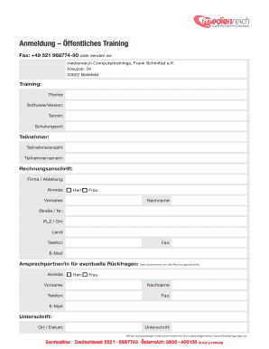 Anmeldung – Öffentliches Training