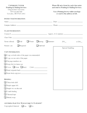 Copyright Center Class Notes Form