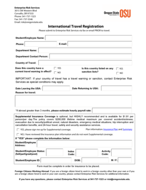 International Travel Registration Form