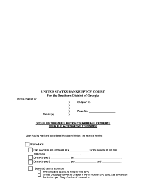 Order on Trustee’s Motion to Increase Payments