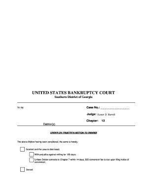 Order on Trustee's Motion to Dismiss