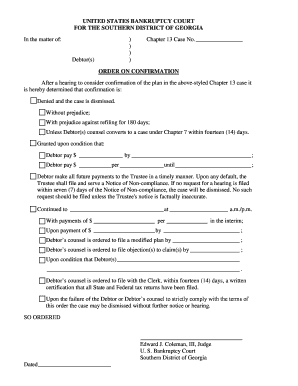 Chapter 13 Bankruptcy Confirmation Order