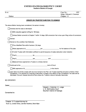 Bankruptcy Court Order on Trustee's Motion to Dismiss