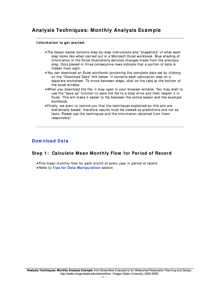 Fillable Online Analysis Techniques: Monthly Analysis Example Fax Email ...