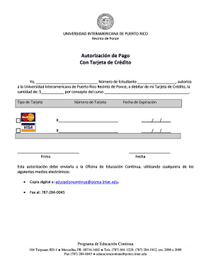 Autorización de Pago Con Tarjeta de Crédito