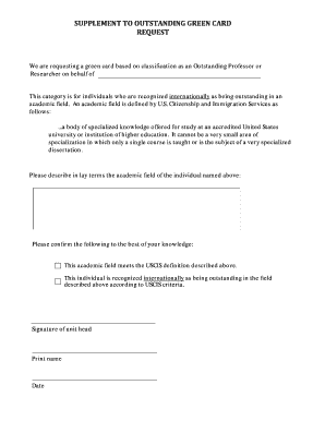 Outstanding Professor Green Card Request