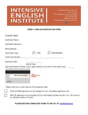 Credit Card Authorization Form