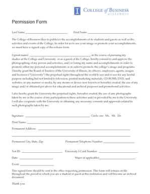 University of Illinois Permission Form