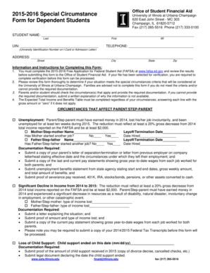 University of Illinois Special Circumstance Form