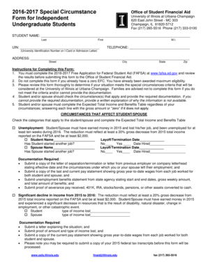 University of Illinois Special Circumstance Financial Aid Form