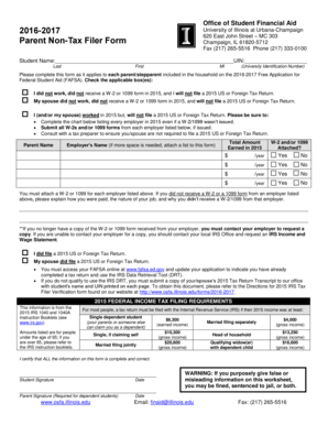 Office of Student Financial Aid 2016 2017 Parent Non Tax - osfa illinois