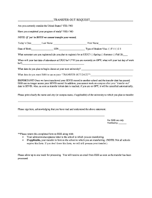 Transfer Out Request Form