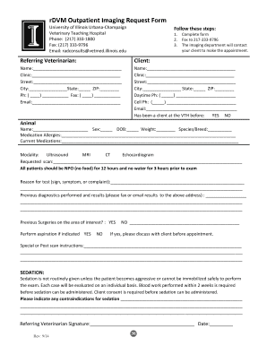 Veterinary Imaging Request Form