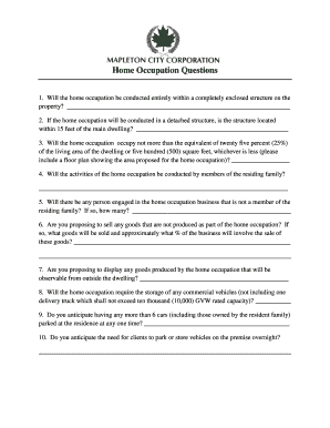 Home Occupation Permit Application