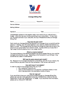 Average Billing Plan Application