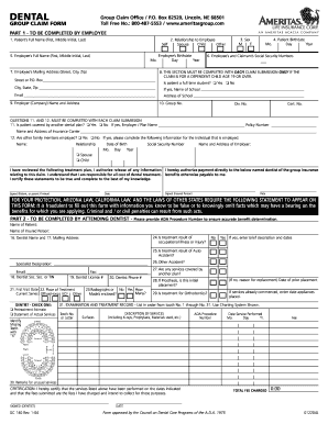 Dental Group Claim Form