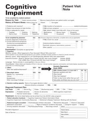 Cognitive Impairment Assessment Form
