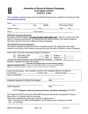 University of Illinois Notarization Request Form