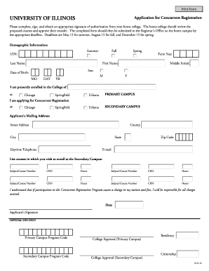 University of Illinois Concurrent Registration Application