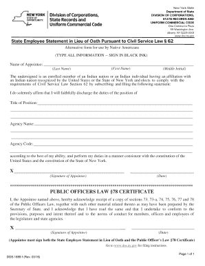 New York State Employee Oath Form