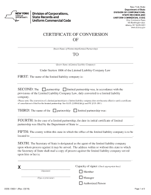 Certificate of Conversion to LLC
