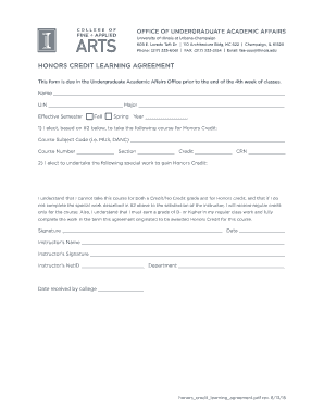 Honors Credit Learning Agreement