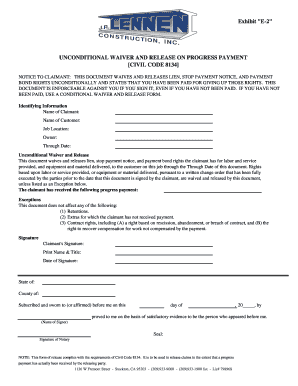 Unconditional Waiver and Release on Progress Payment