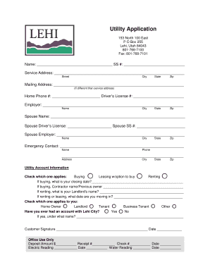 Utility Application Form