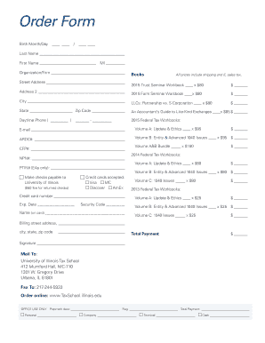 University of Illinois Tax School Order Form