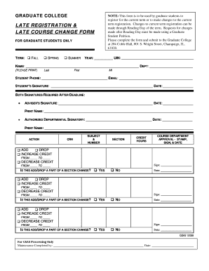 Graduate College Late Course Change Form