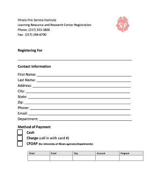 Illinois Fire Service Institute Registration Form