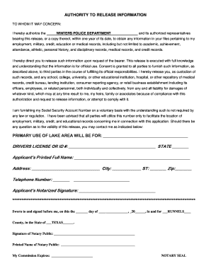 Authority to Release Information